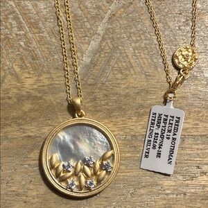 NWT Freida Rothman fleur bloom gold Necklace with Mother of Pearl Pendant